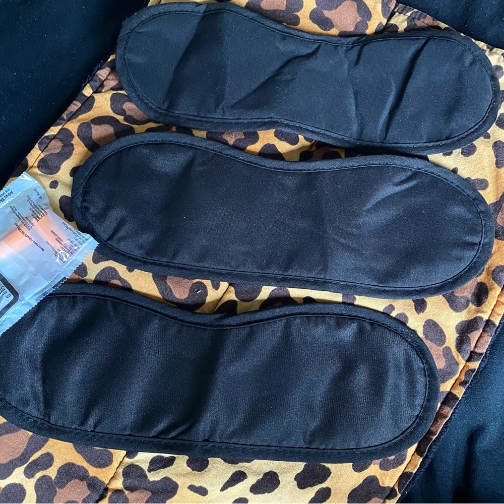 3 Black Sleep Masks + Foam Ear Plugs